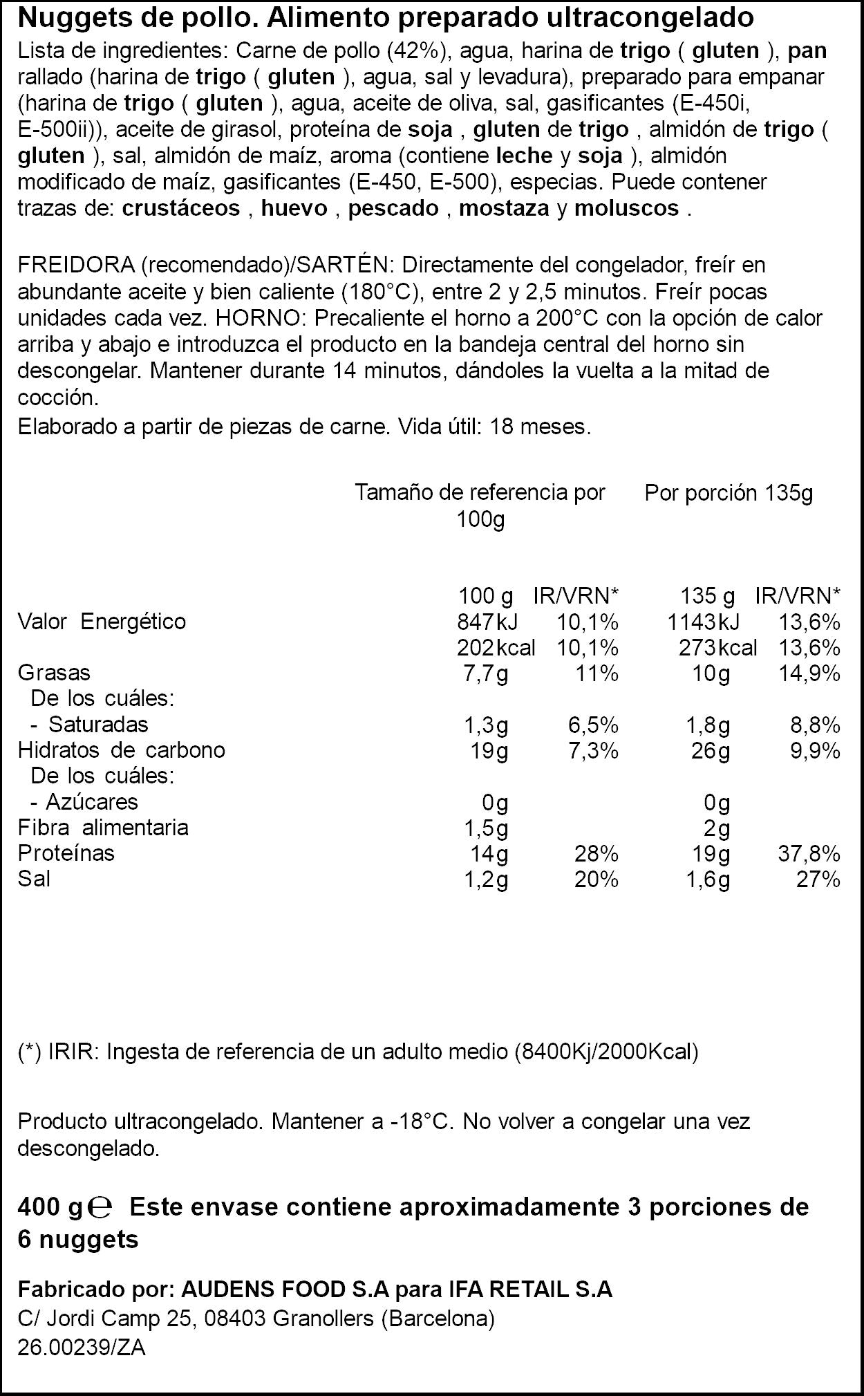 Nuggets pollo Ifa eliges 400g