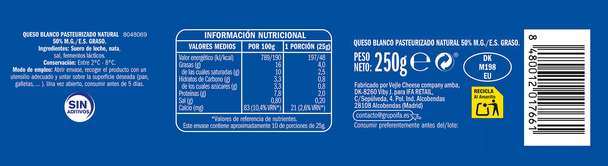 Crema de queso natural Ifa eliges 250g