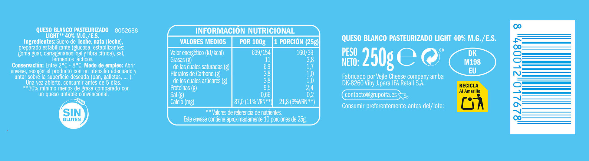 Crema de queso natural light Ifa eliges 250g