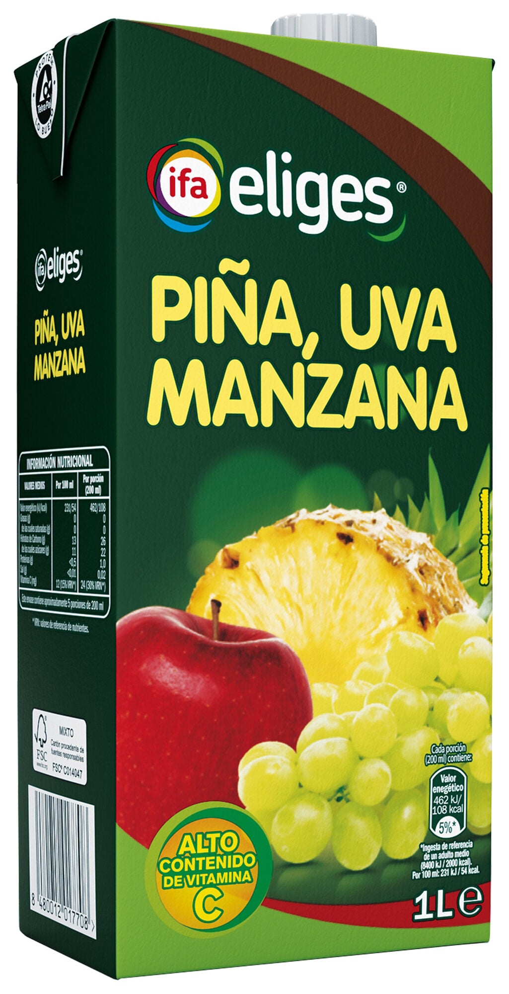 Zumo concentrado piña/uva/manz Ifa eliges 1l