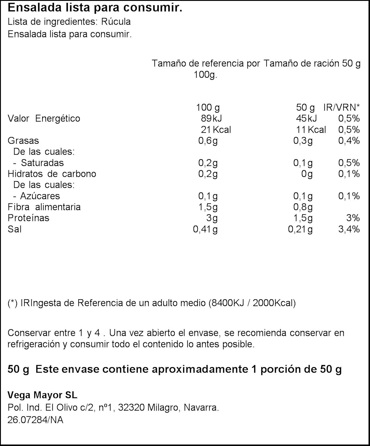 Rucula brotes bolsa Ifa 50g