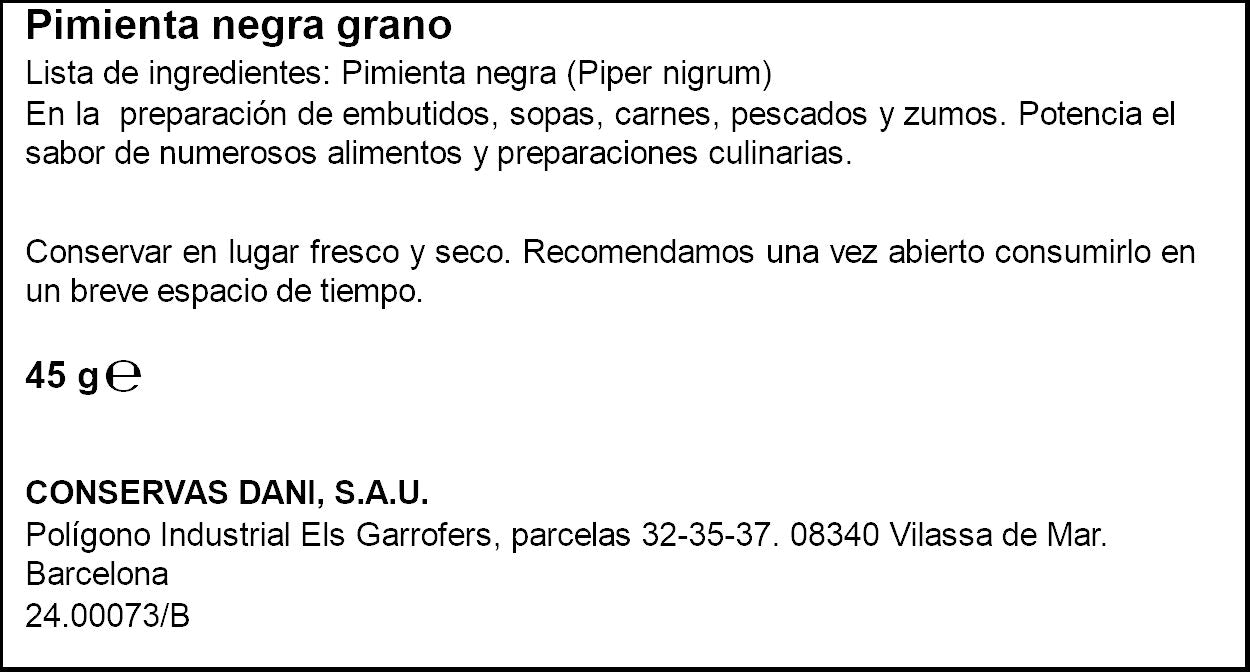Pimienta negra grano Ifa eliges 45g