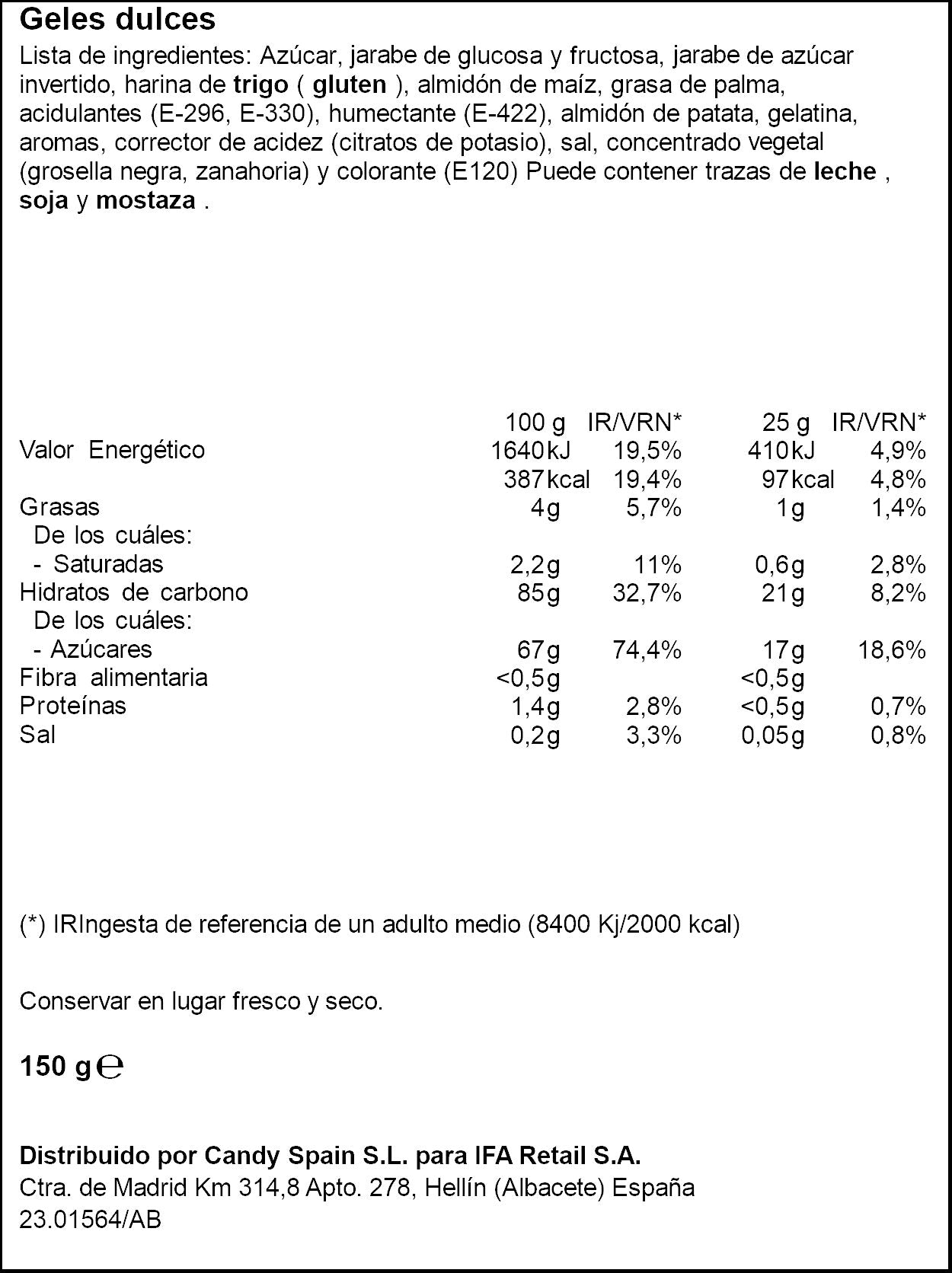 Surtido gominola gel c/azúcar pica pica Ifa eliges 150g