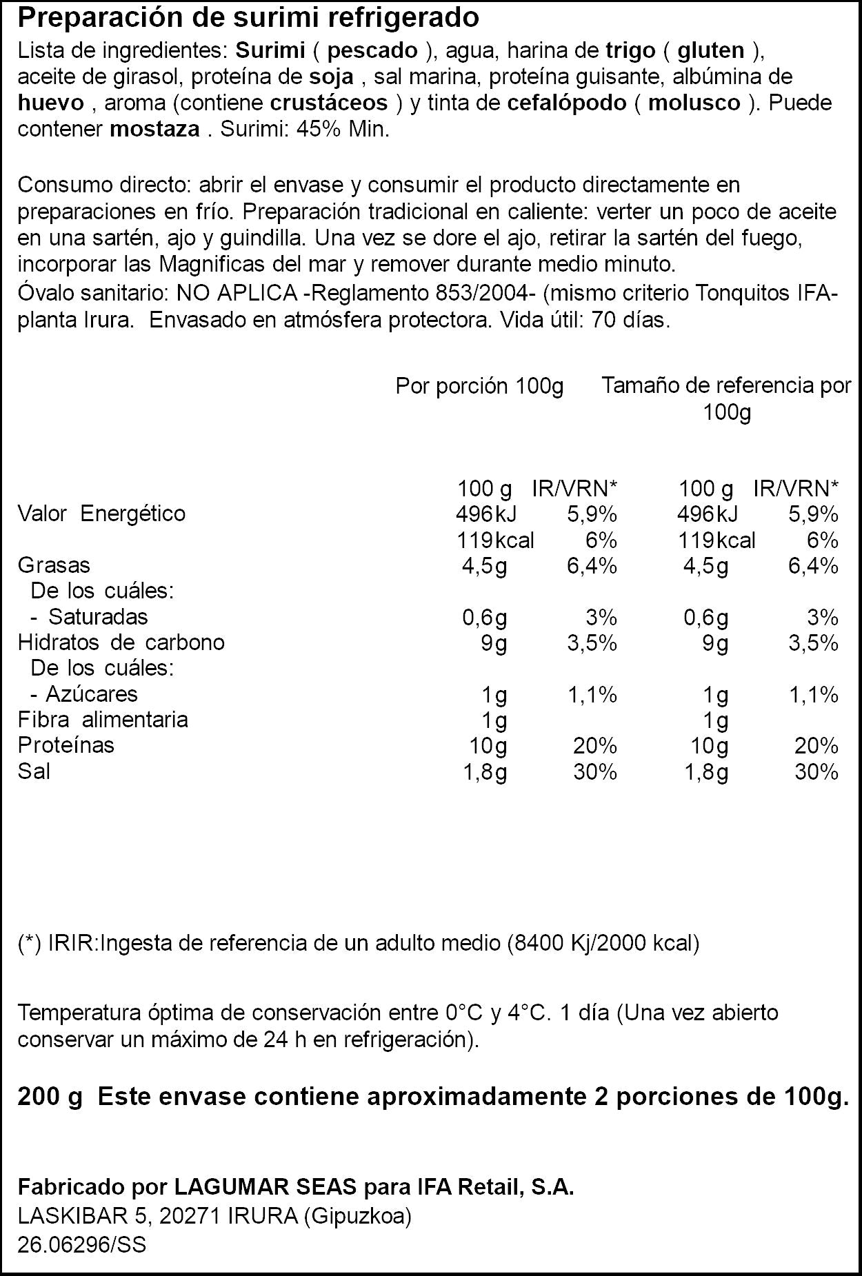 Magnificas del mar refrigerada Ifa eliges p2 100g/u