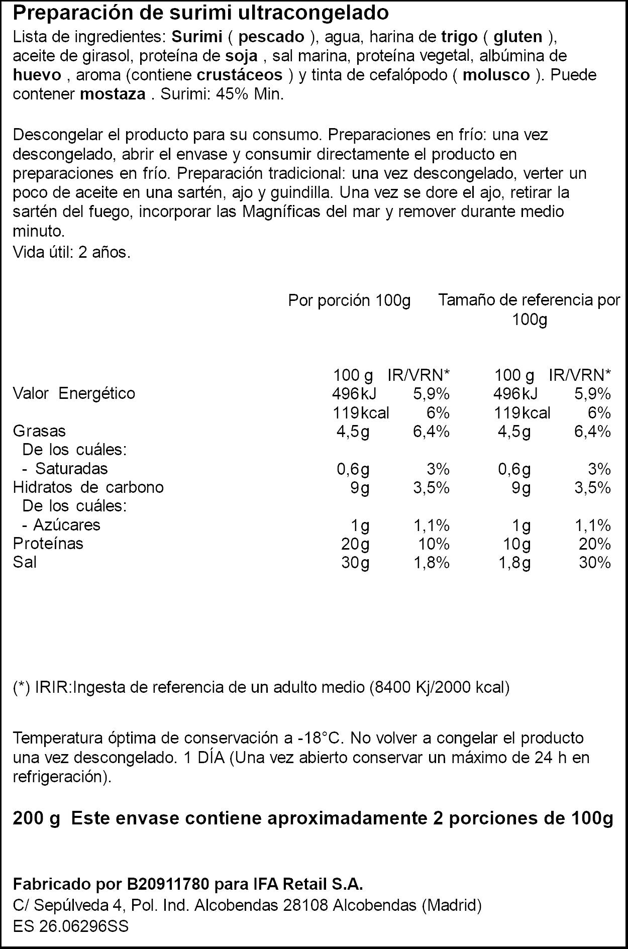 Magnificas del mar Ifa eliges p2 100g/ud