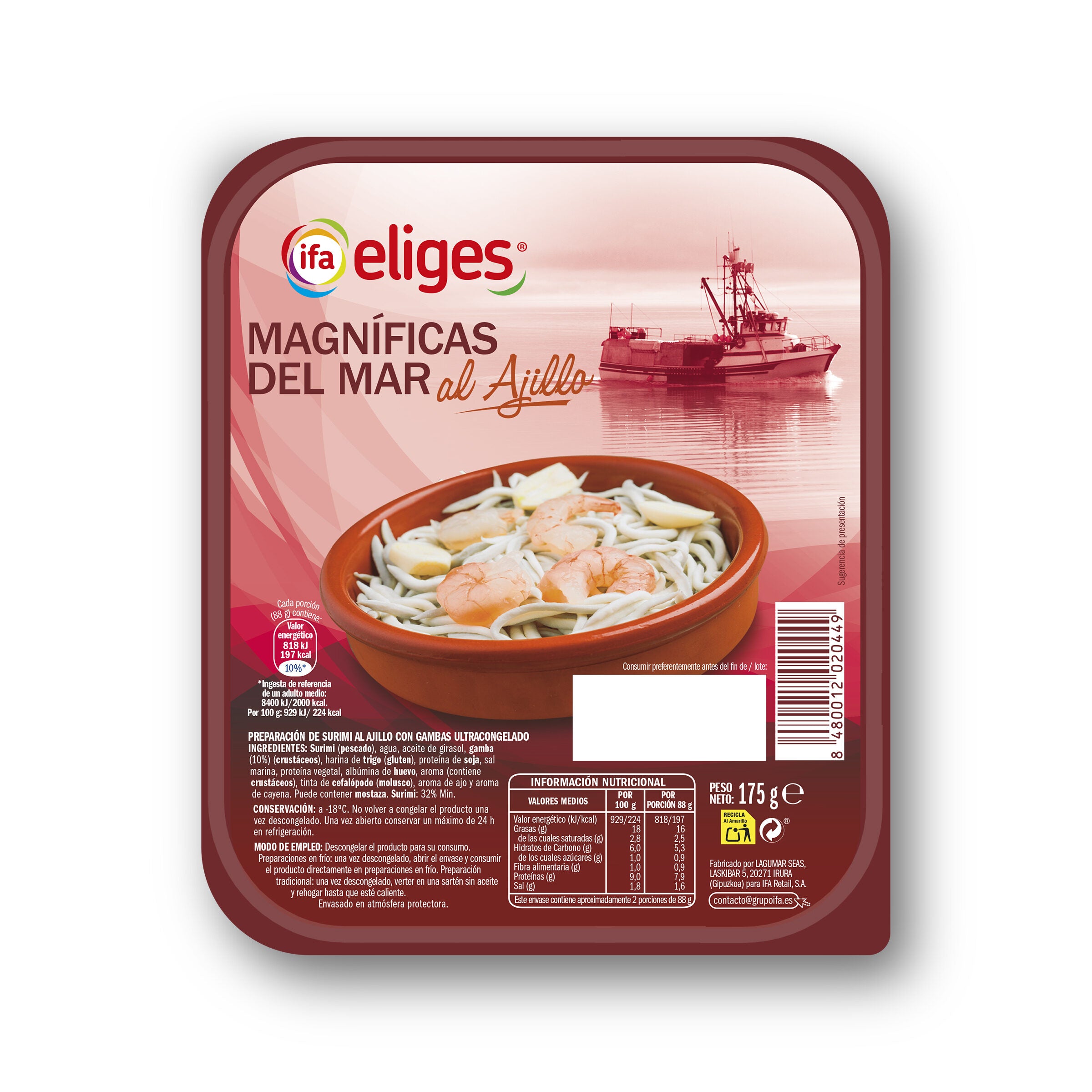 Magnificas de mar ajillo congelada Ifa eliges 175 g
