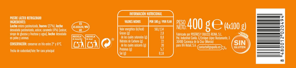 Flan huevo  Ifa eliges p4 100g/u