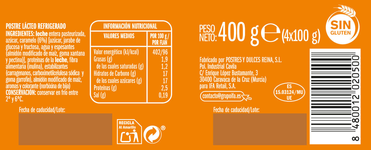 Flan vainilla  Ifa eliges p4 100g/u