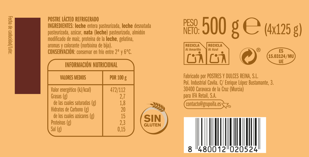 Natilla vainilla Ifa eliges p4 125g/u