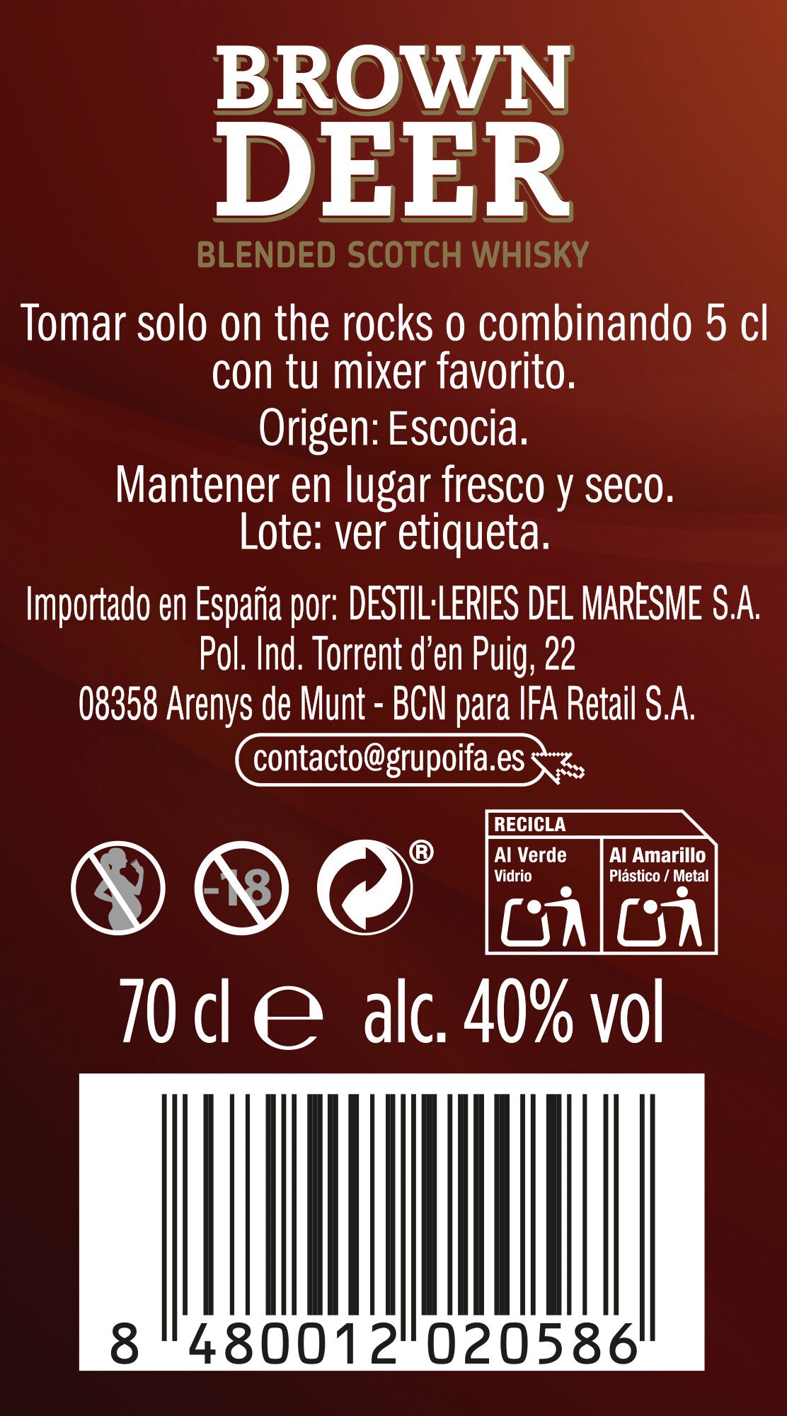 Whisky escocés 40º Brown deer 700ml