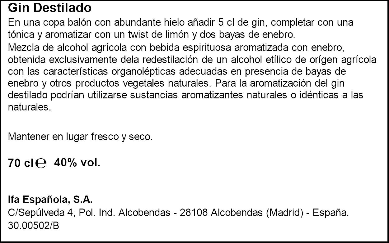 Ginebra 37.5º London dry Black elephant 700ml
