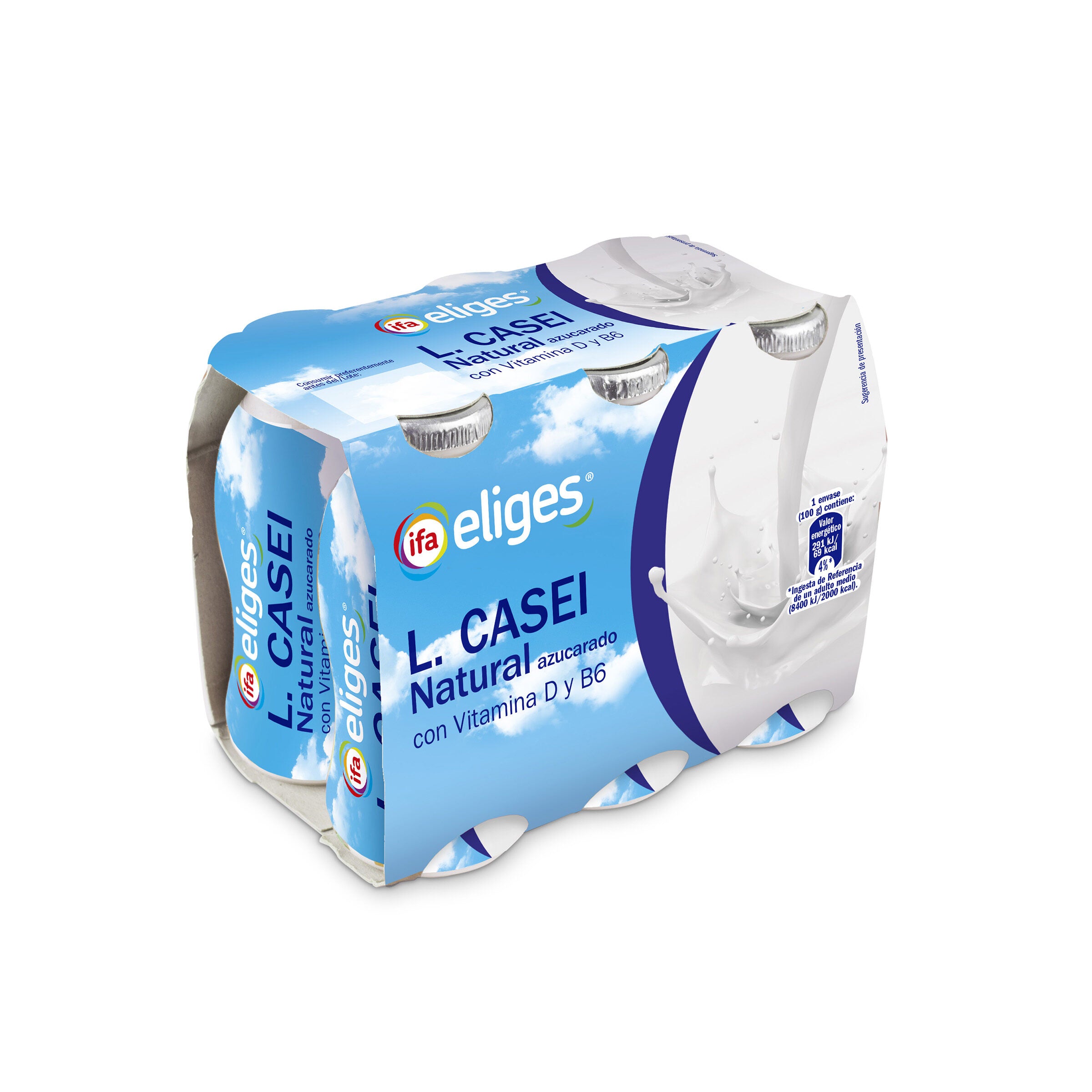 Yogur liquido l.casei natural Ifa eliges p6 100g/u