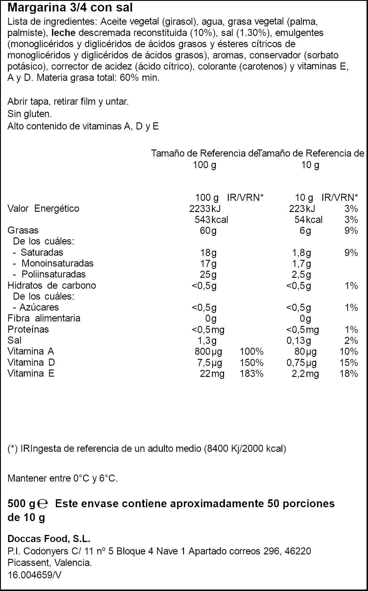 Margarina con sal Ifa eliges 500g