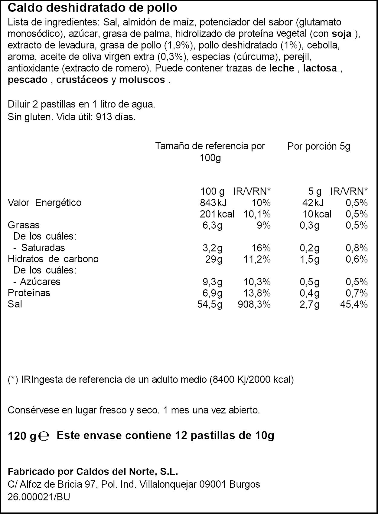 Pastilla caldo pollo Ifa eliges p12 120g
