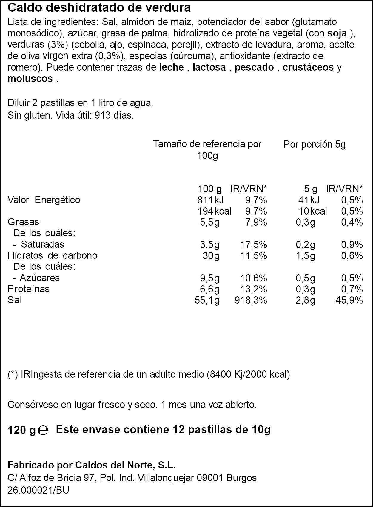 Pastilla caldo verdura Ifa eliges p12 120g