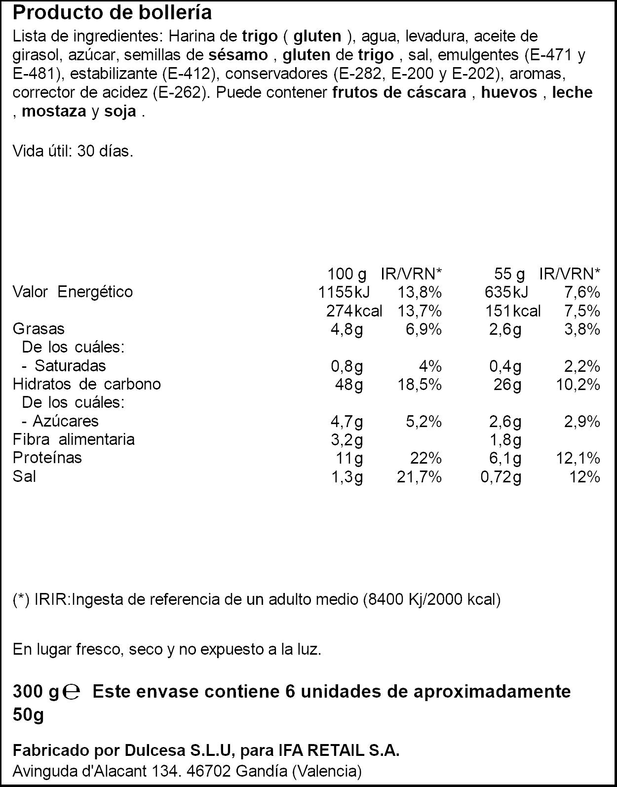 Pan hamburguesa  Ifa eliges p6 300g