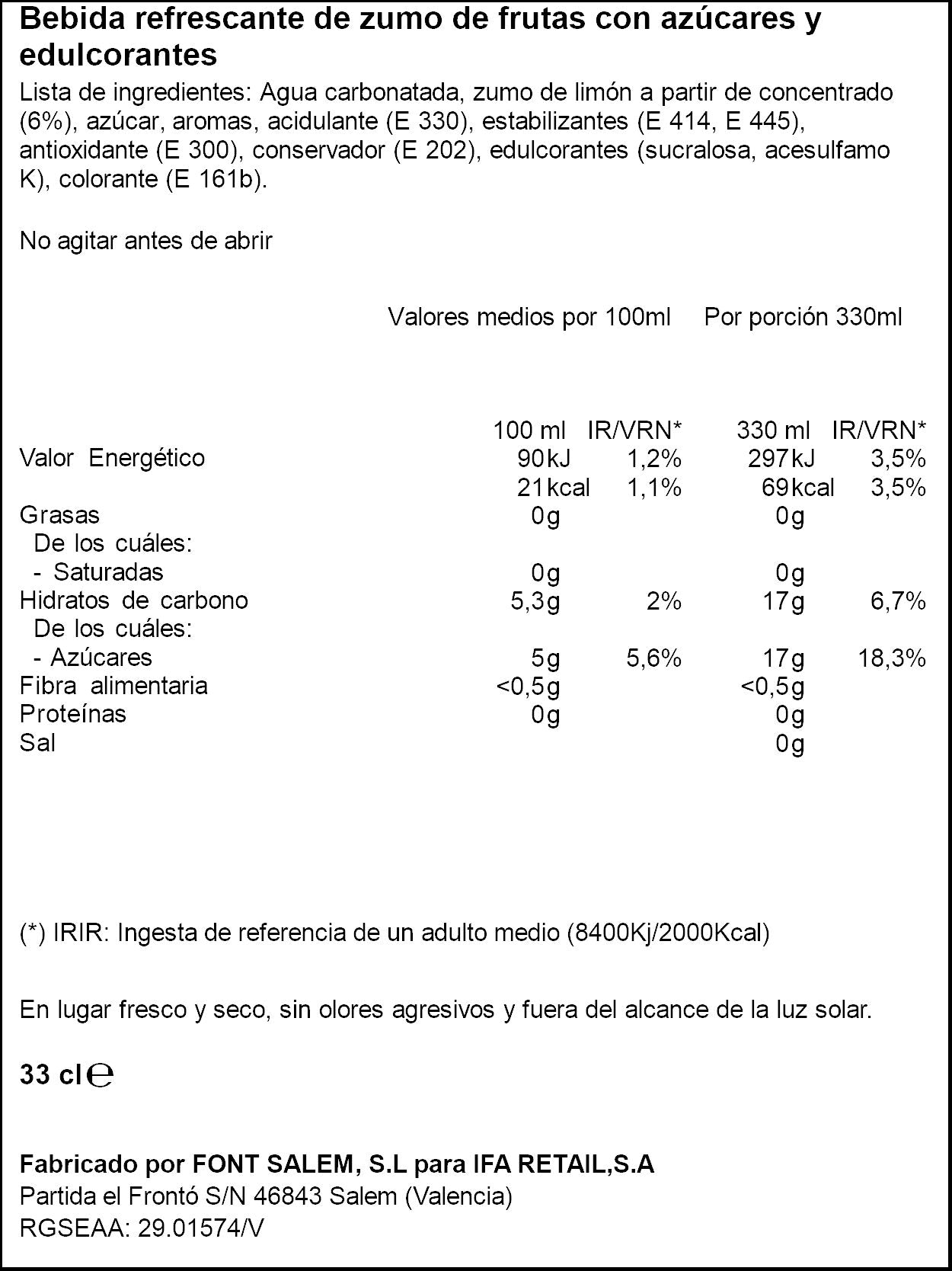 Refresco limón lata Ifa eliges 330ml