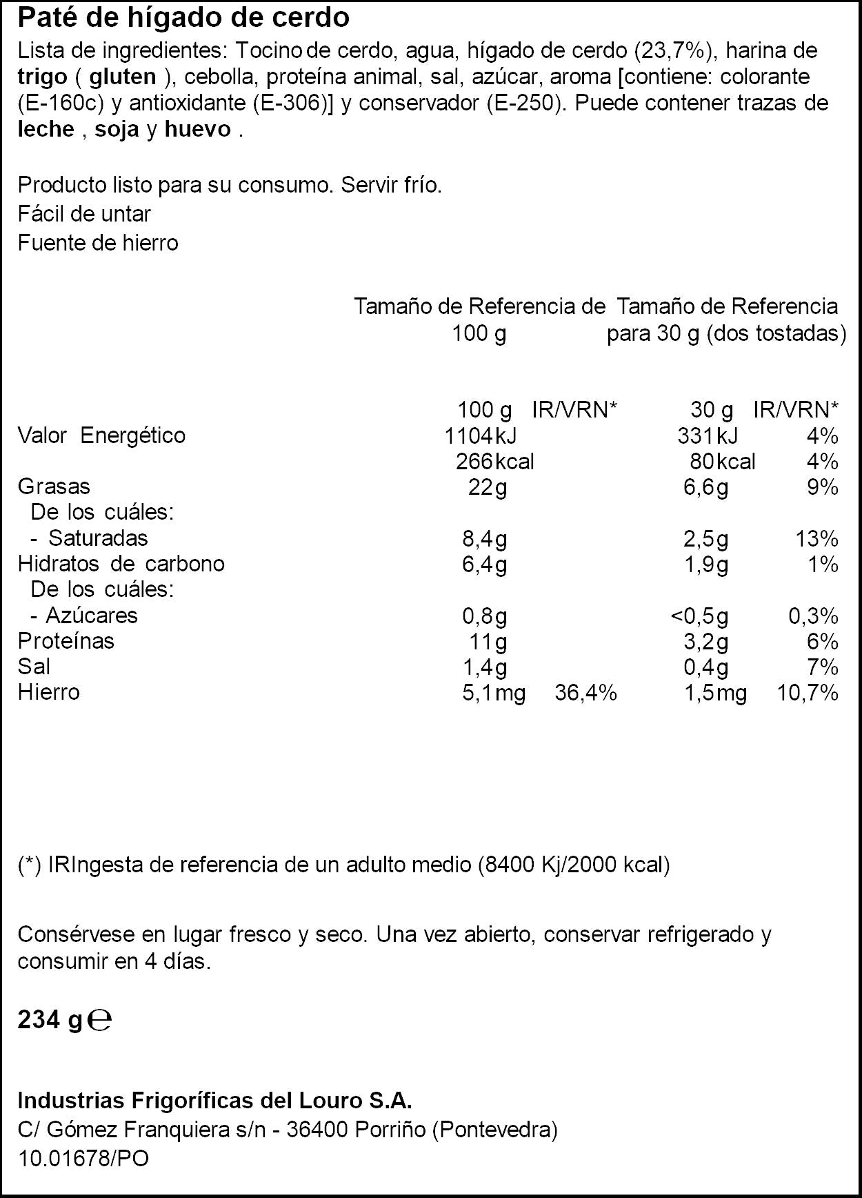 Paté hígado de cerdo  Ifa eliges p3 78g/u