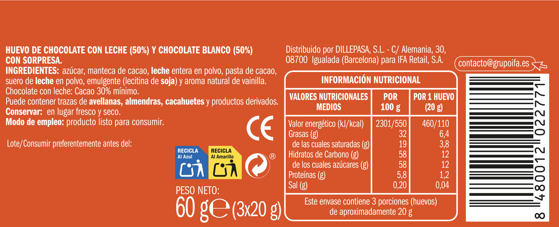 Huevos chocolate sorpresa Ifa eliges p3 20g/u