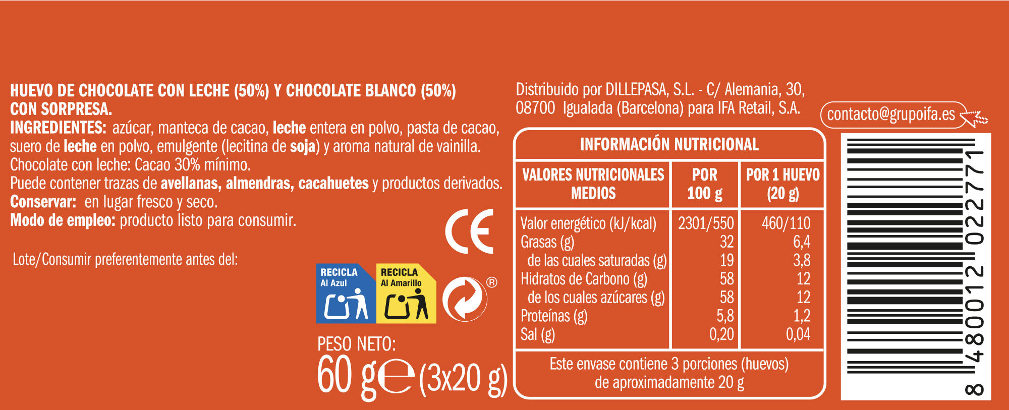 Huevos chocolate sorpresa Ifa eliges p3 20g/u