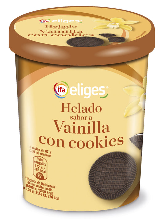 Helado tarrina vainilla c/cookies Ifa eliges 500ml La Despensa