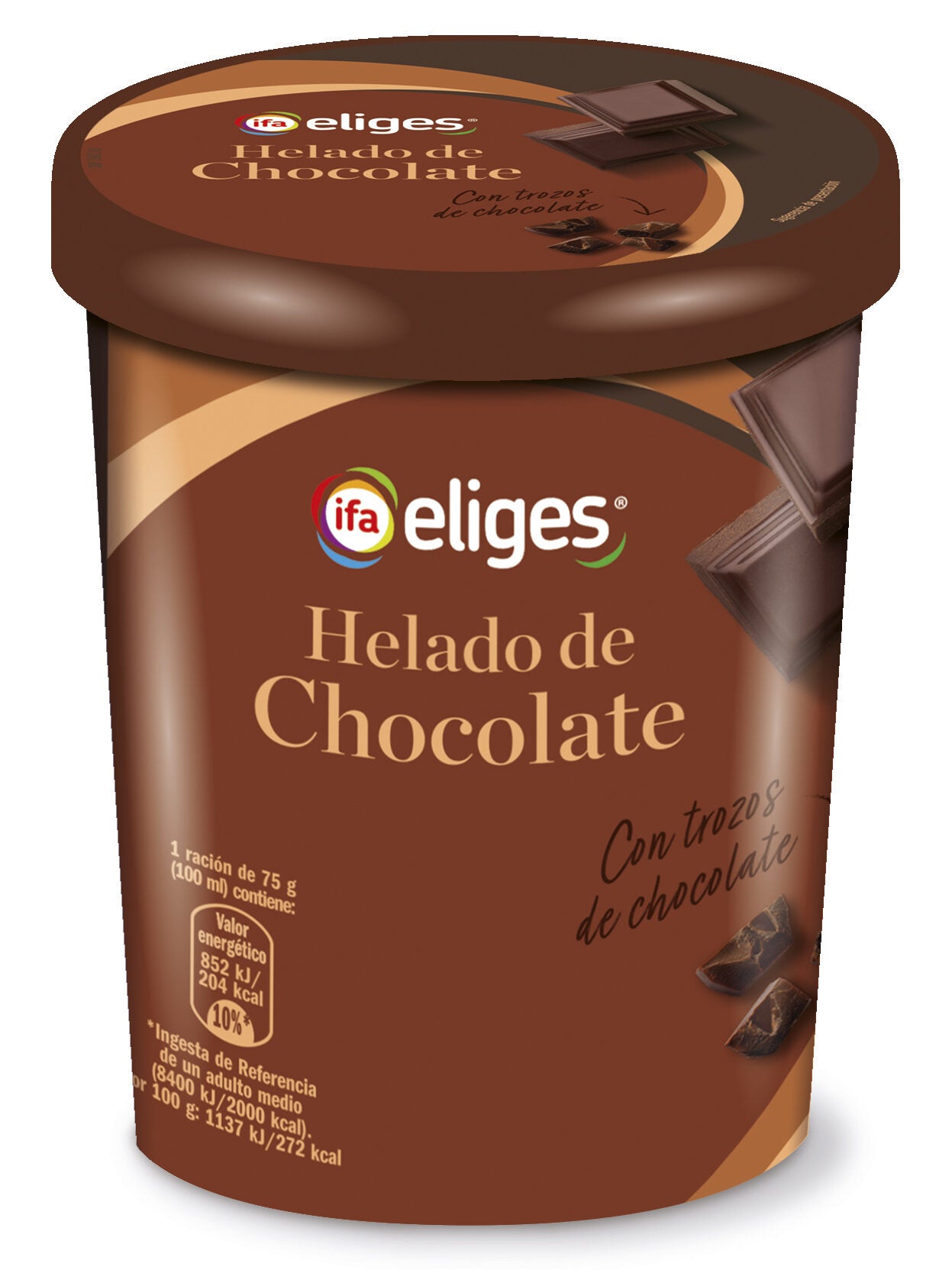 Tarrina chocolate c/trozos Ifa eliges 500ml