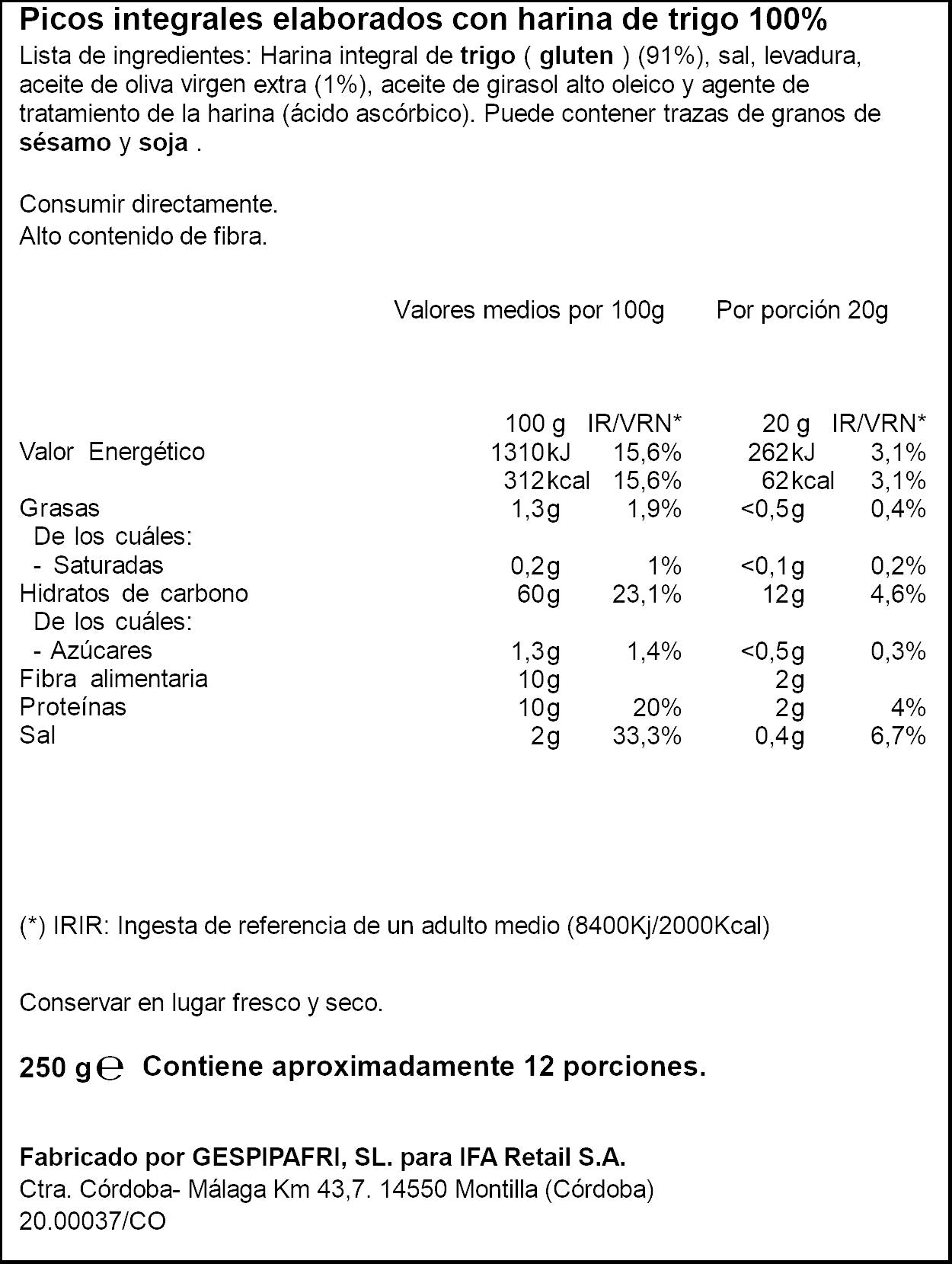 Pico integral Ifa eliges 250g