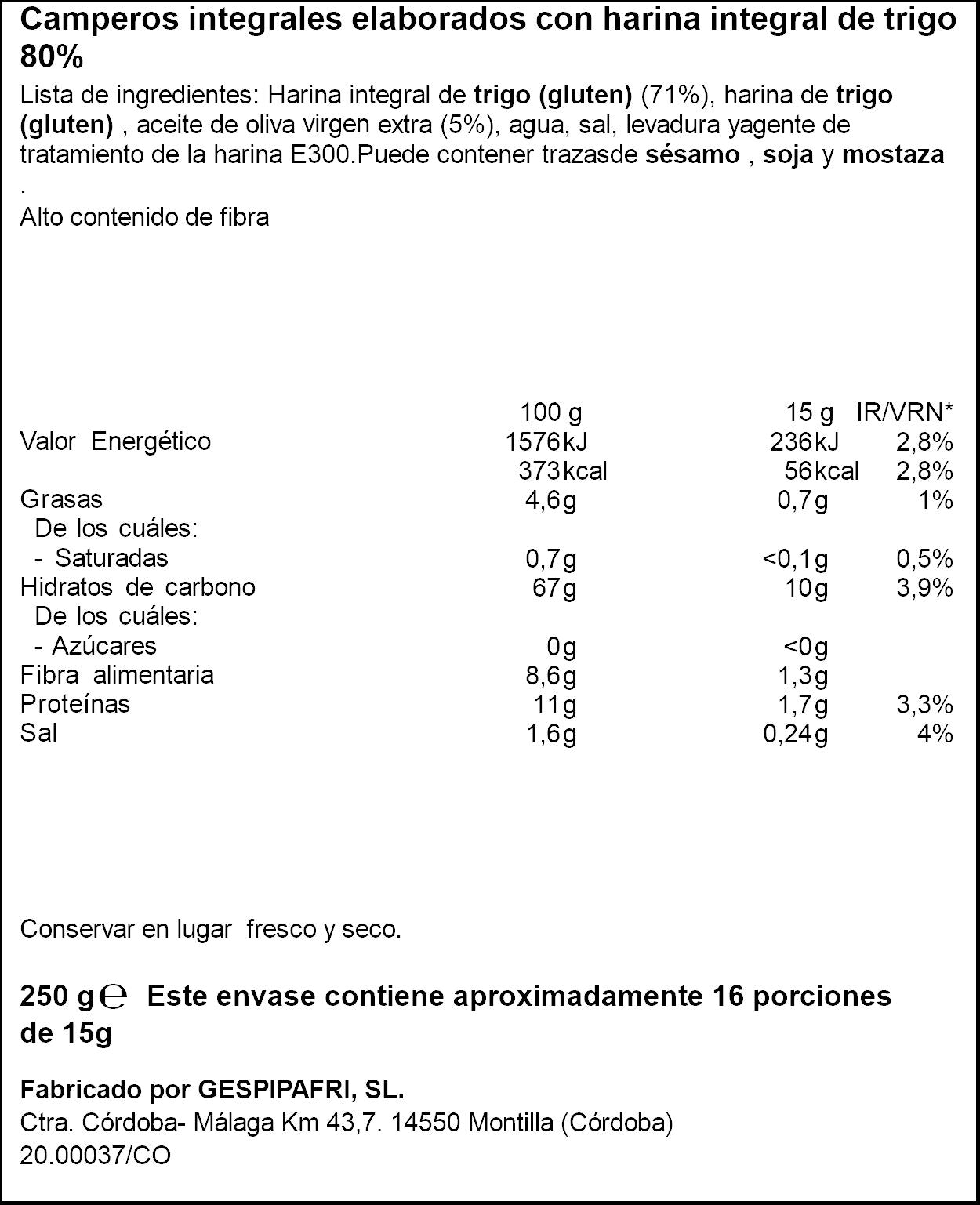 Pico campero integral Ifa eliges 250g