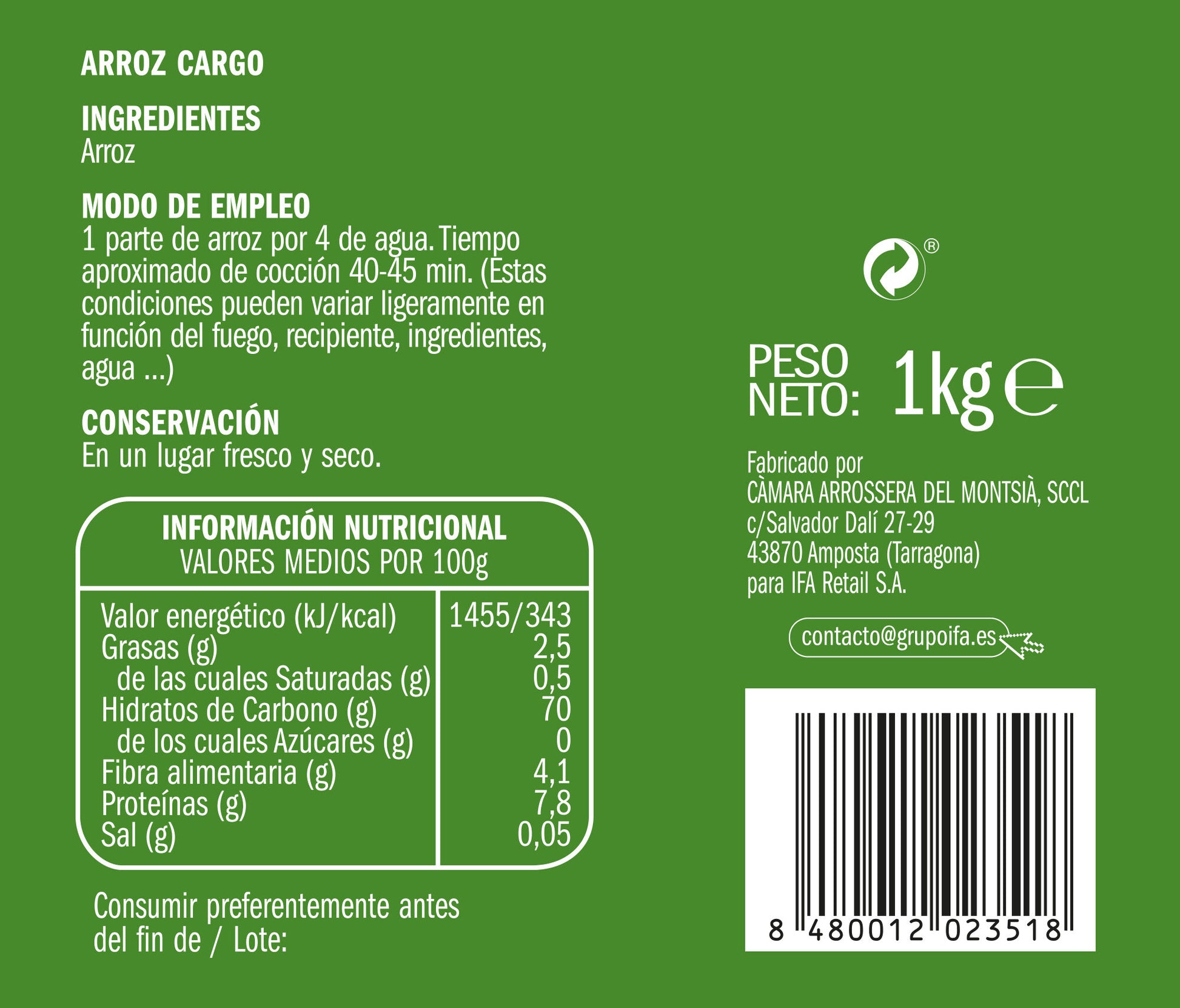Arroz integral Ifa eliges 1kg