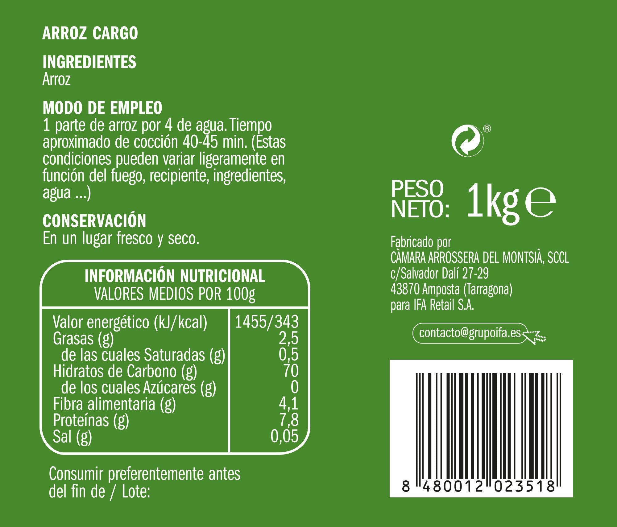 Arroz integral Ifa eliges 1kg
