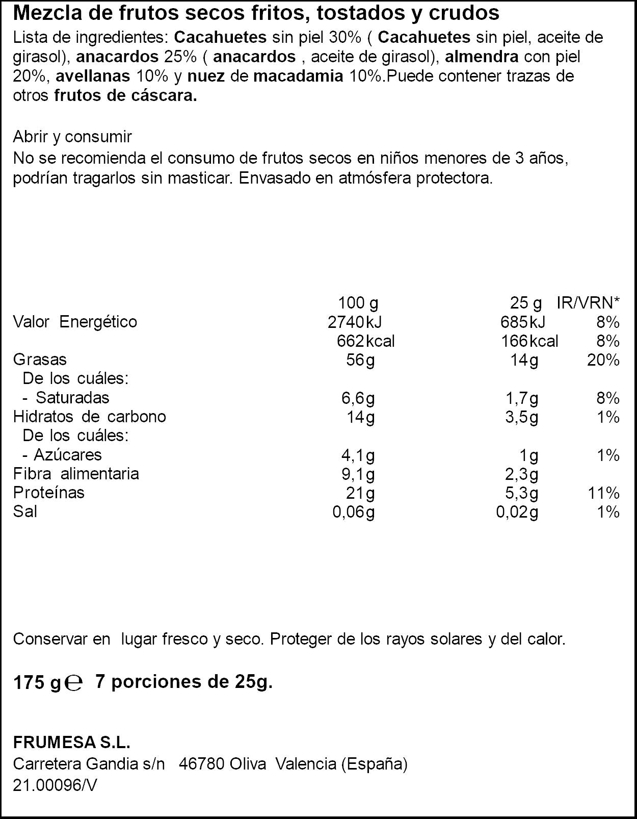 Cocktail frutos secos s/sal Ifa eliges 175g