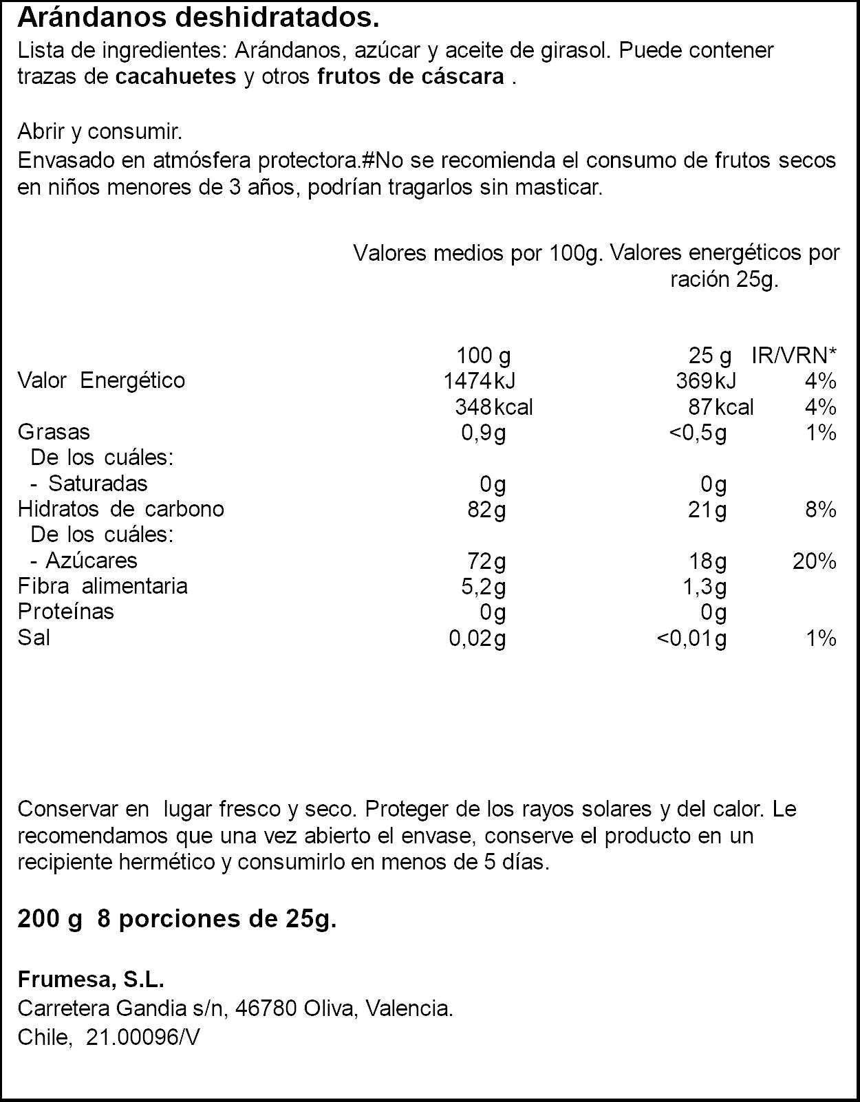 Arandanos deshidratados Ifa eliges 200g