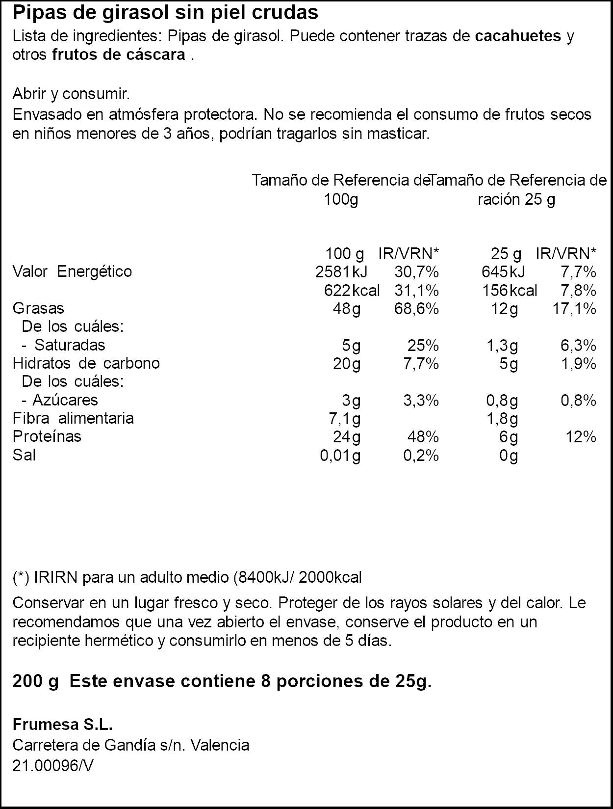 Pipa girasol mondada natural Ifa eliges 200gr