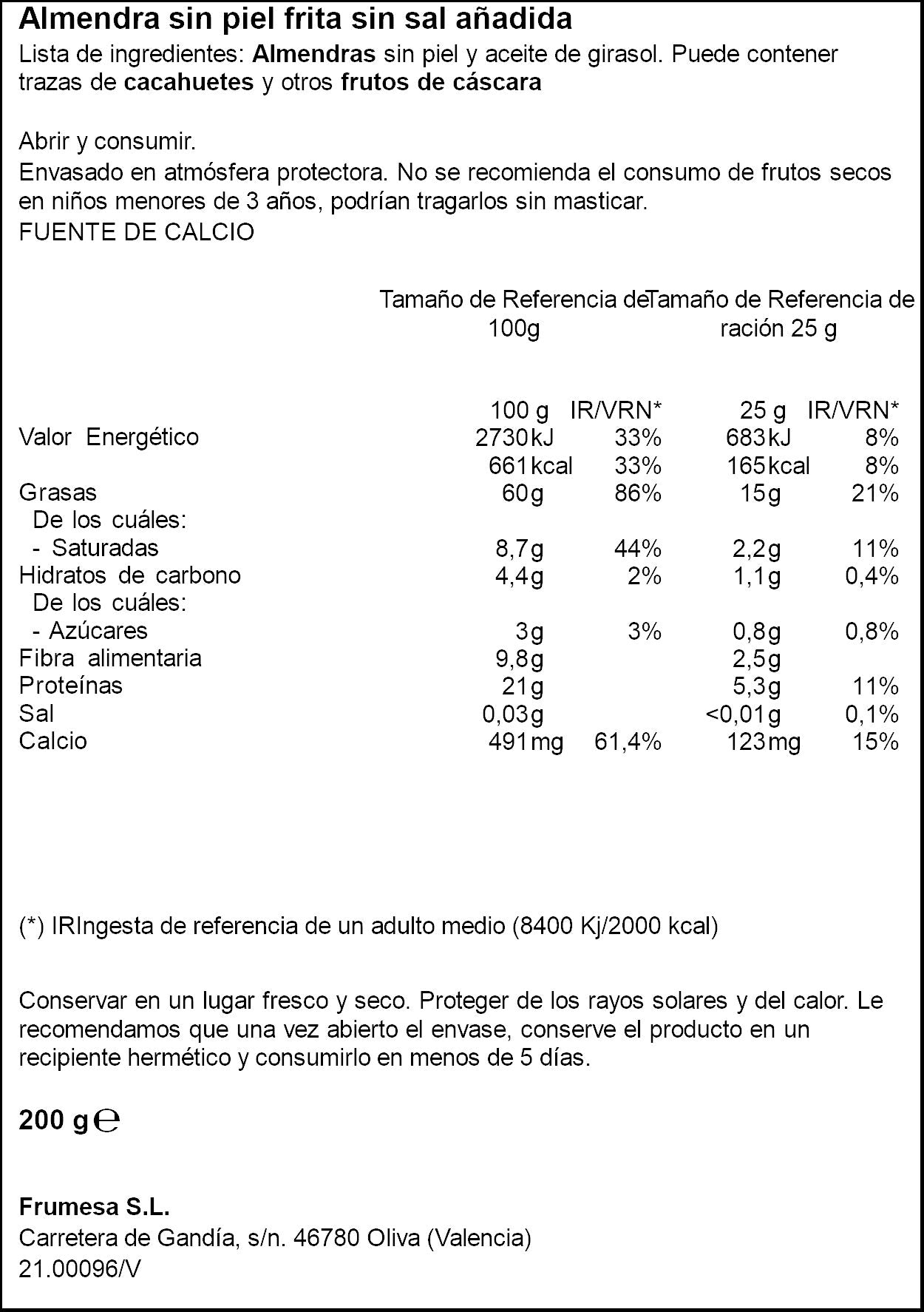 Almendra repelada frita s/sal Ifa 200g