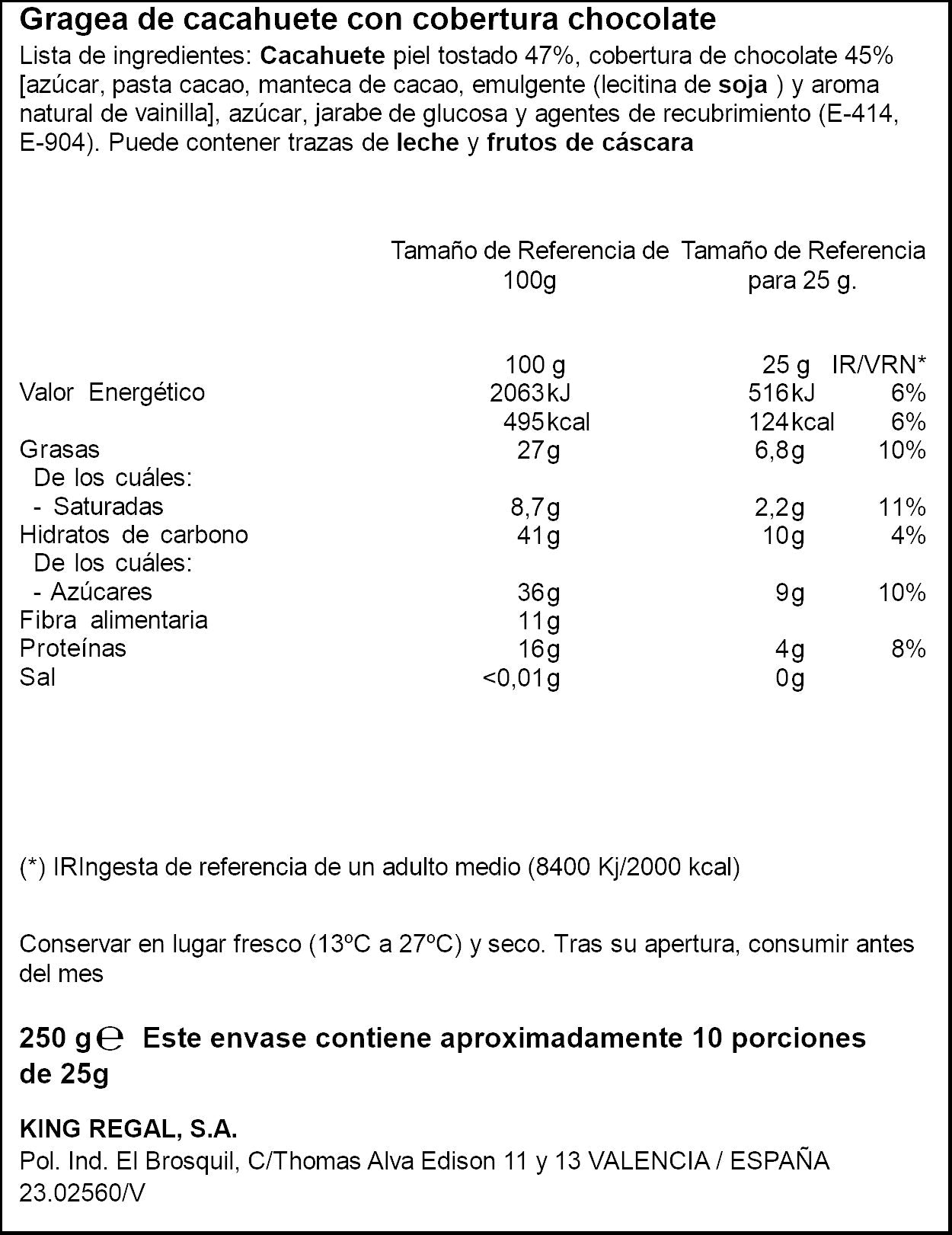 Cacahuete bañado en chocolate negro Ifa eliges 250g