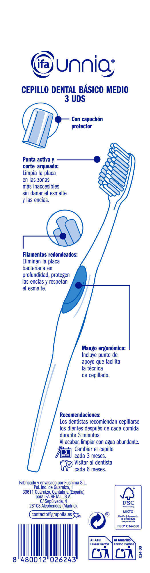 Cepillo dental básico medio Ifa unnia p3