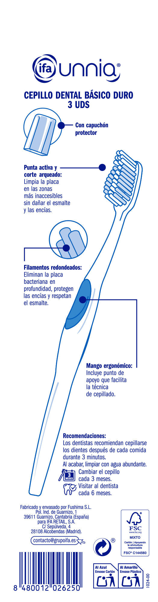 Cepillo dental básico duro Ifa unnia p3