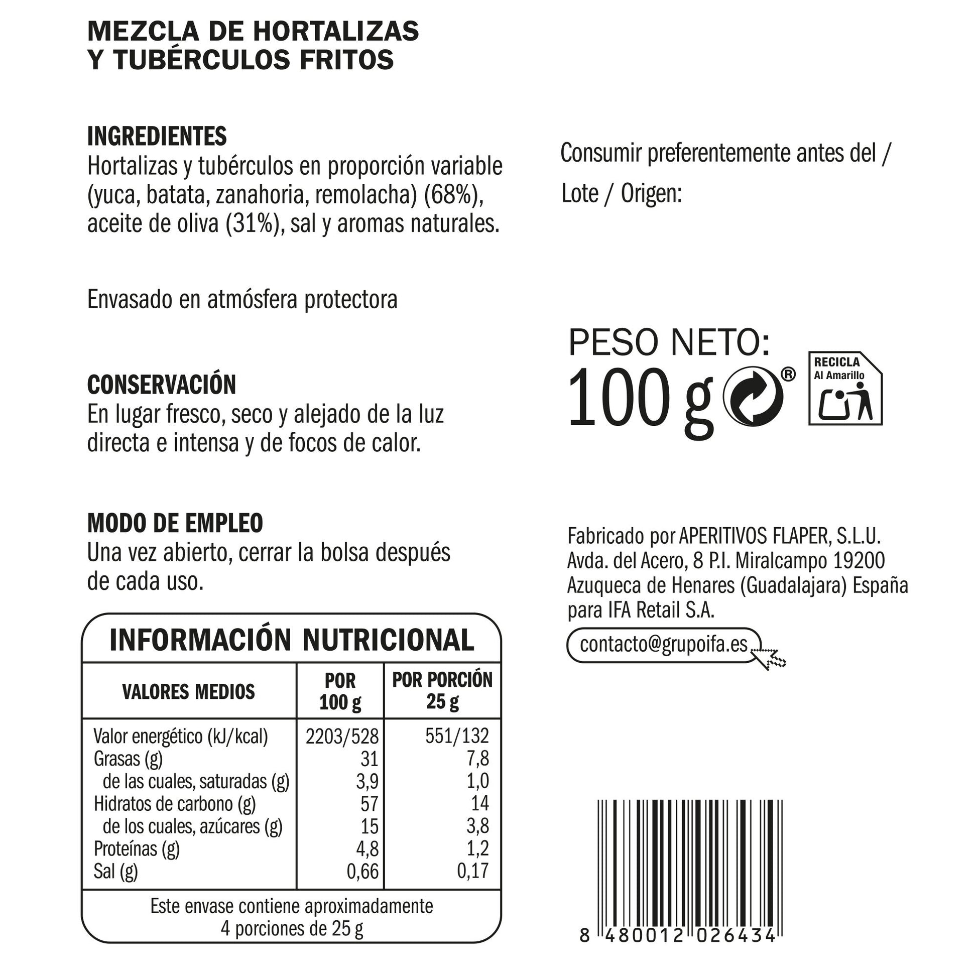 Mix chips vegetales Ifa eliges 100g