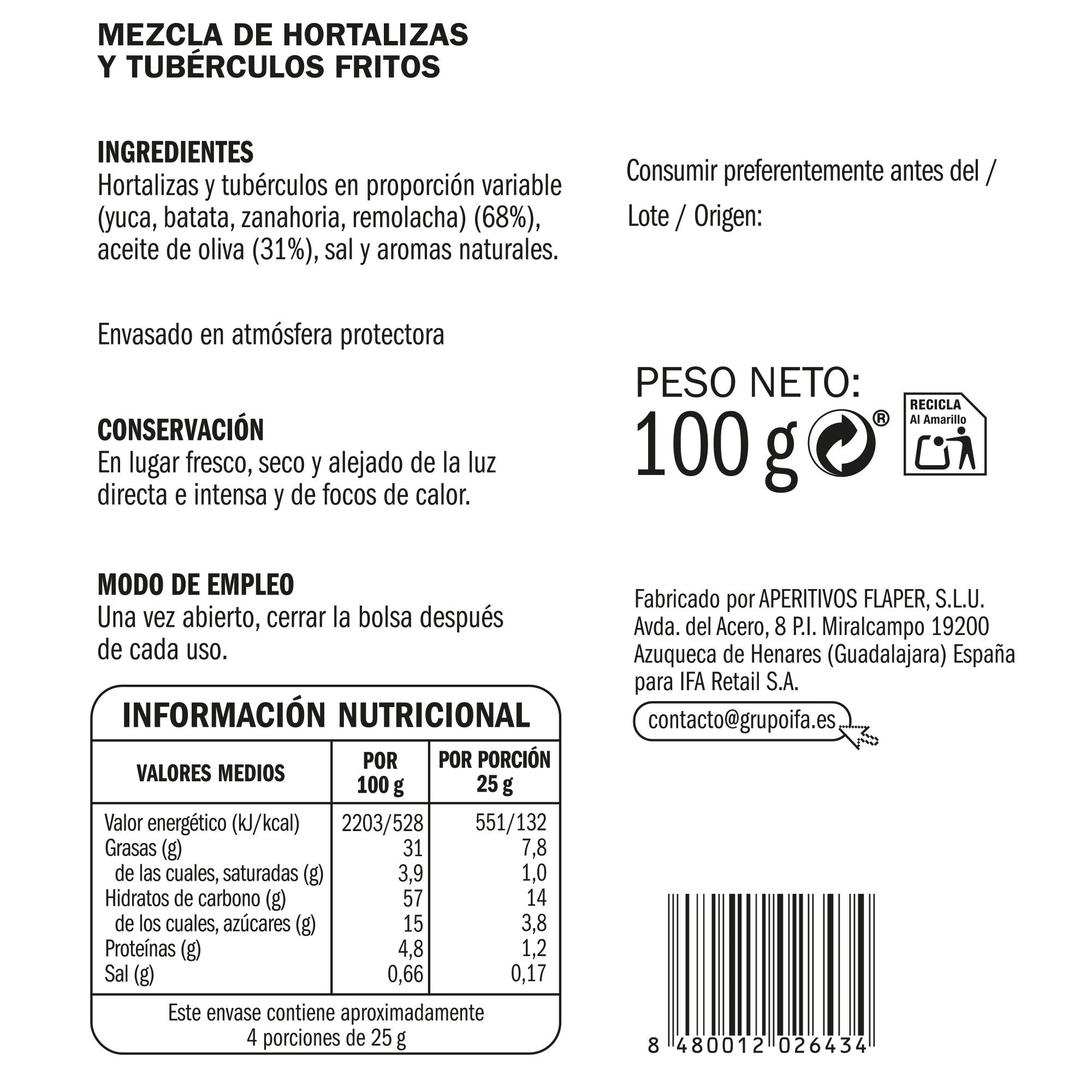 Mix chips vegetales Ifa eliges 100g