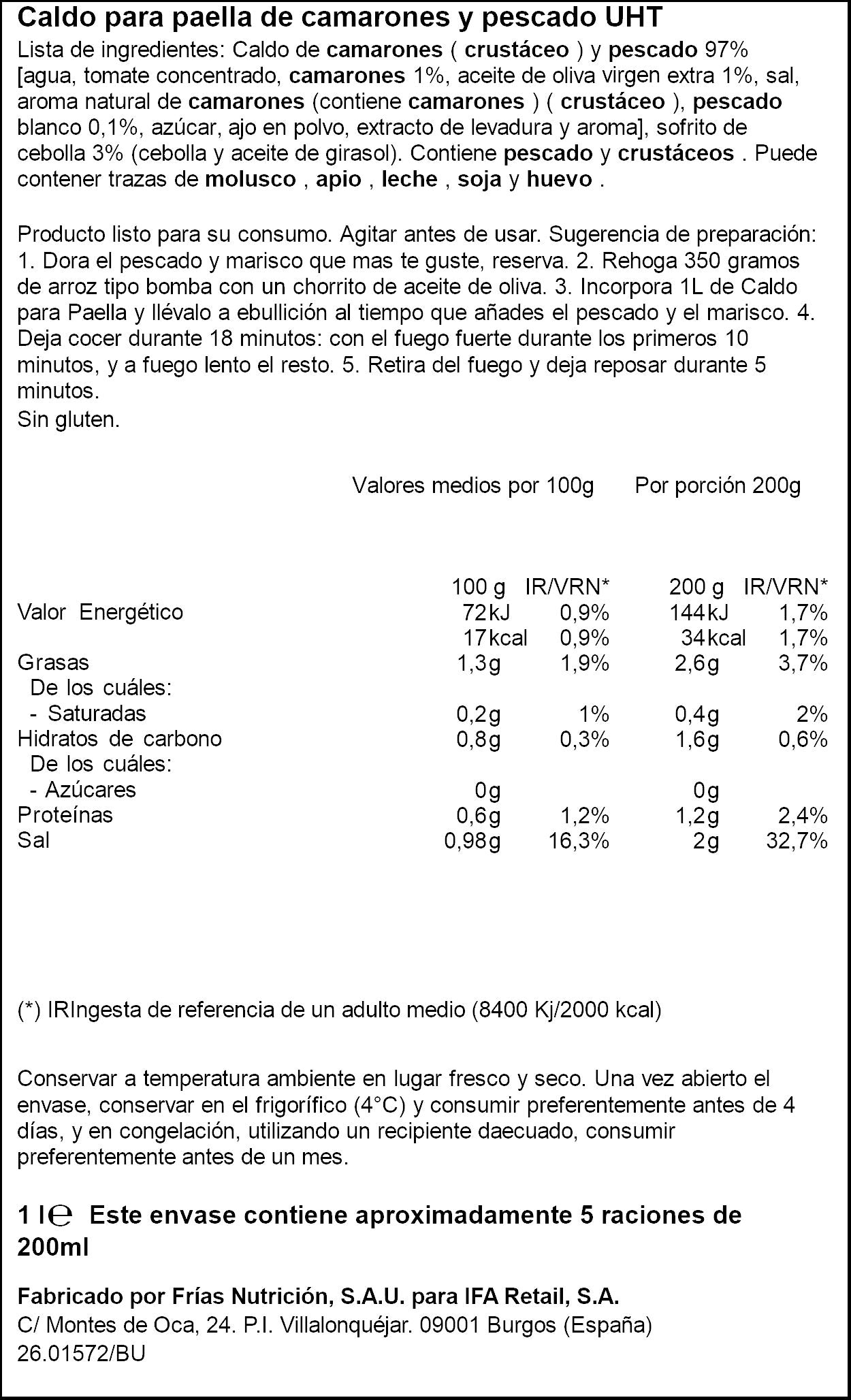 Caldo para paella  Ifa eliges 1l