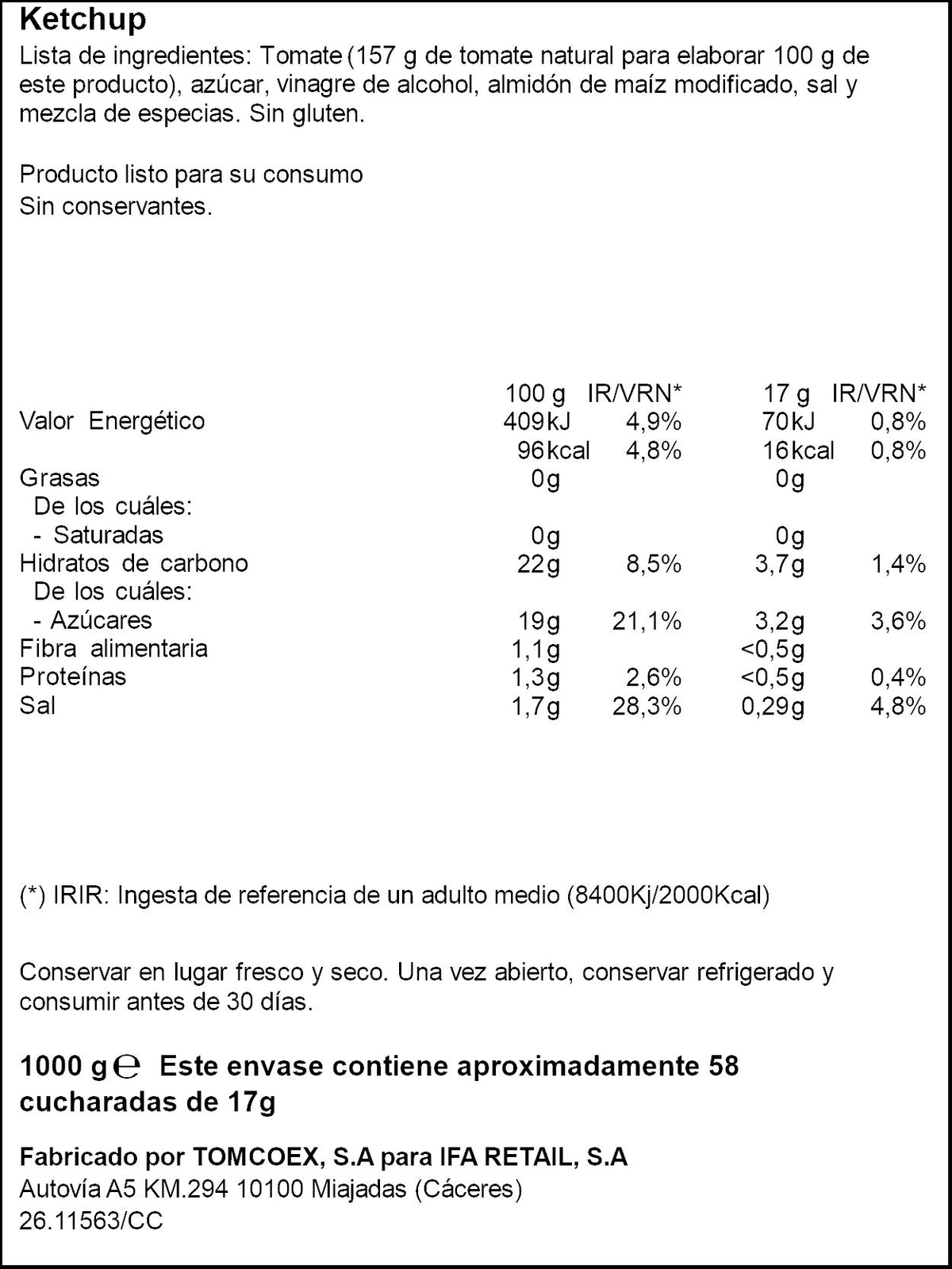 Ketchup bote Ifa eliges 1000g