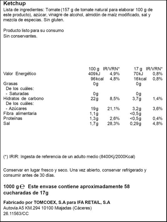 Ketchup bote Ifa eliges 1000g La Despensa