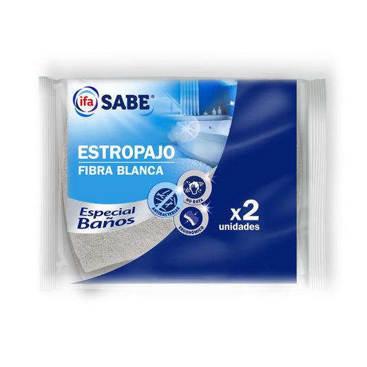 Estropajo baño fibra blanca antibacterias Ifa sabe 2u La Despensa