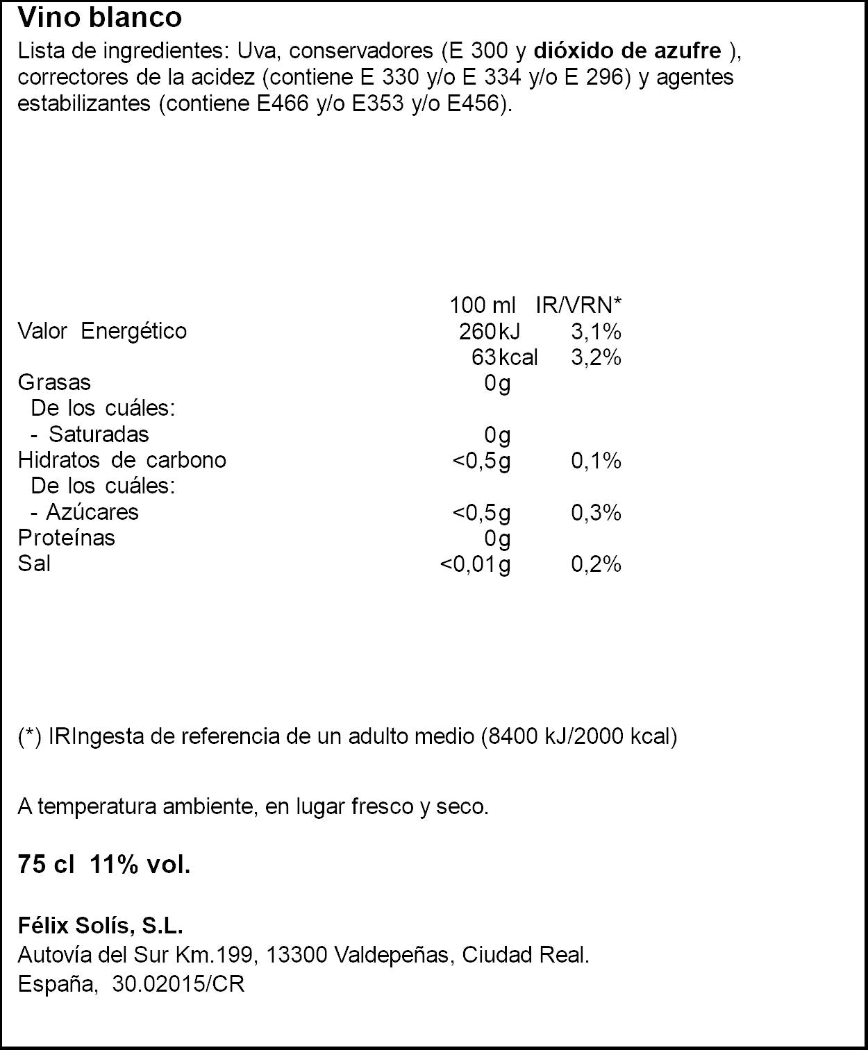 Vino blanco tierra joven Ifa eliges 750ml