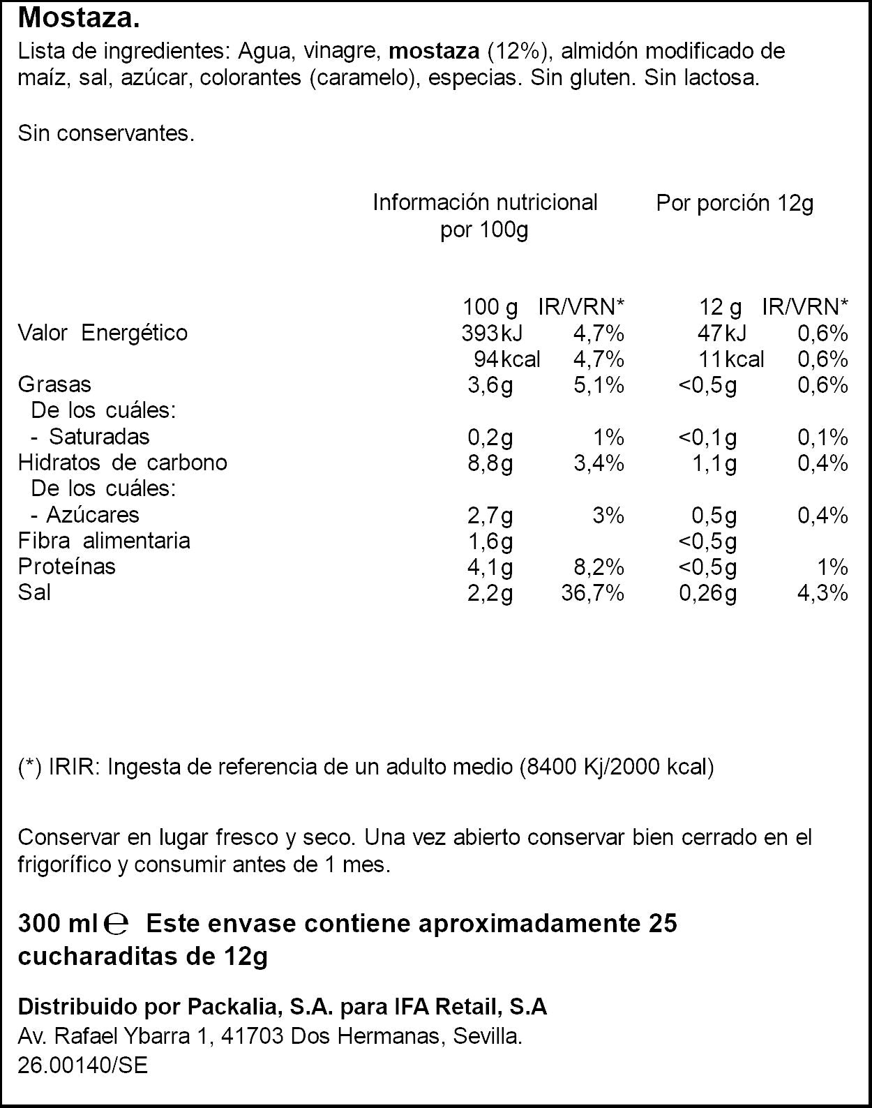 Mostaza bocabajo Ifa eliges 300ml