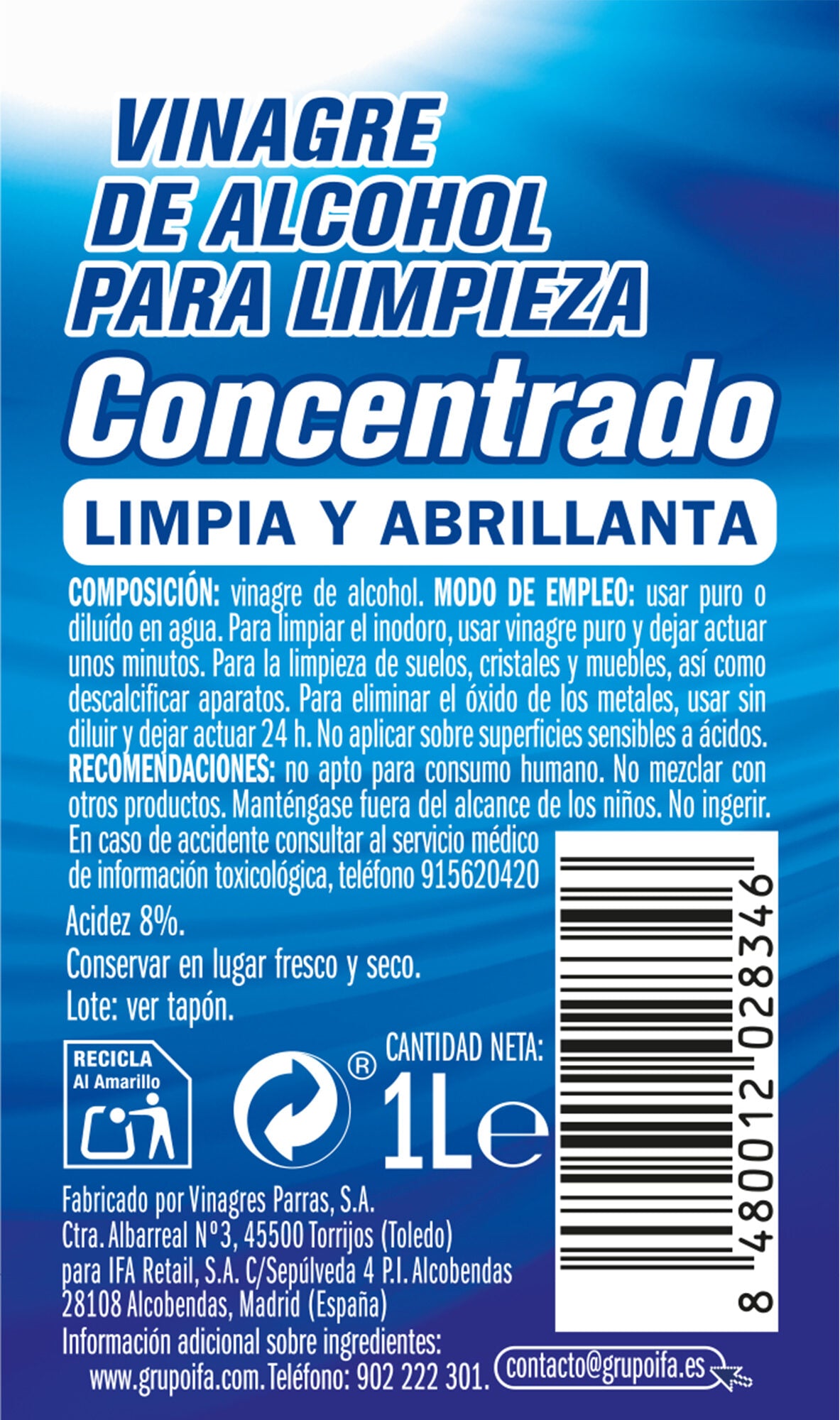 Limpiador vinagre limpieza Ifa sabe 1l