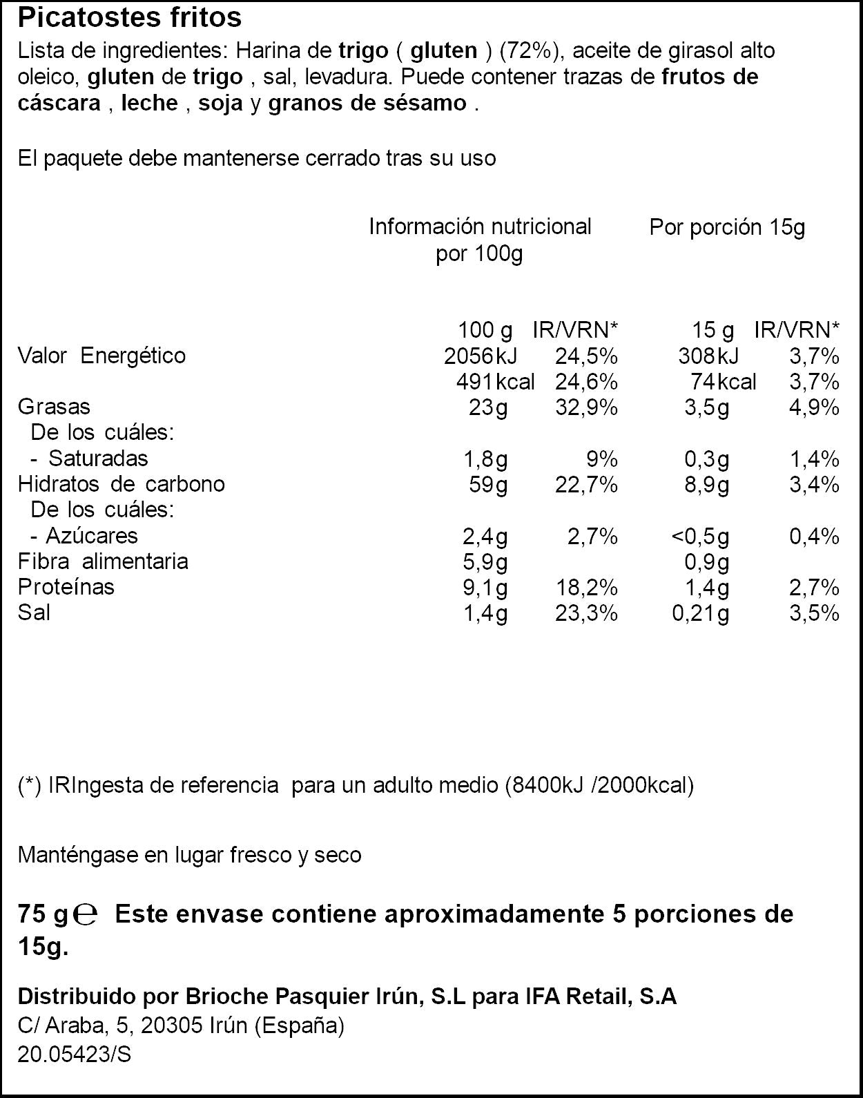 Picatostes fritos Ifa eliges 75g