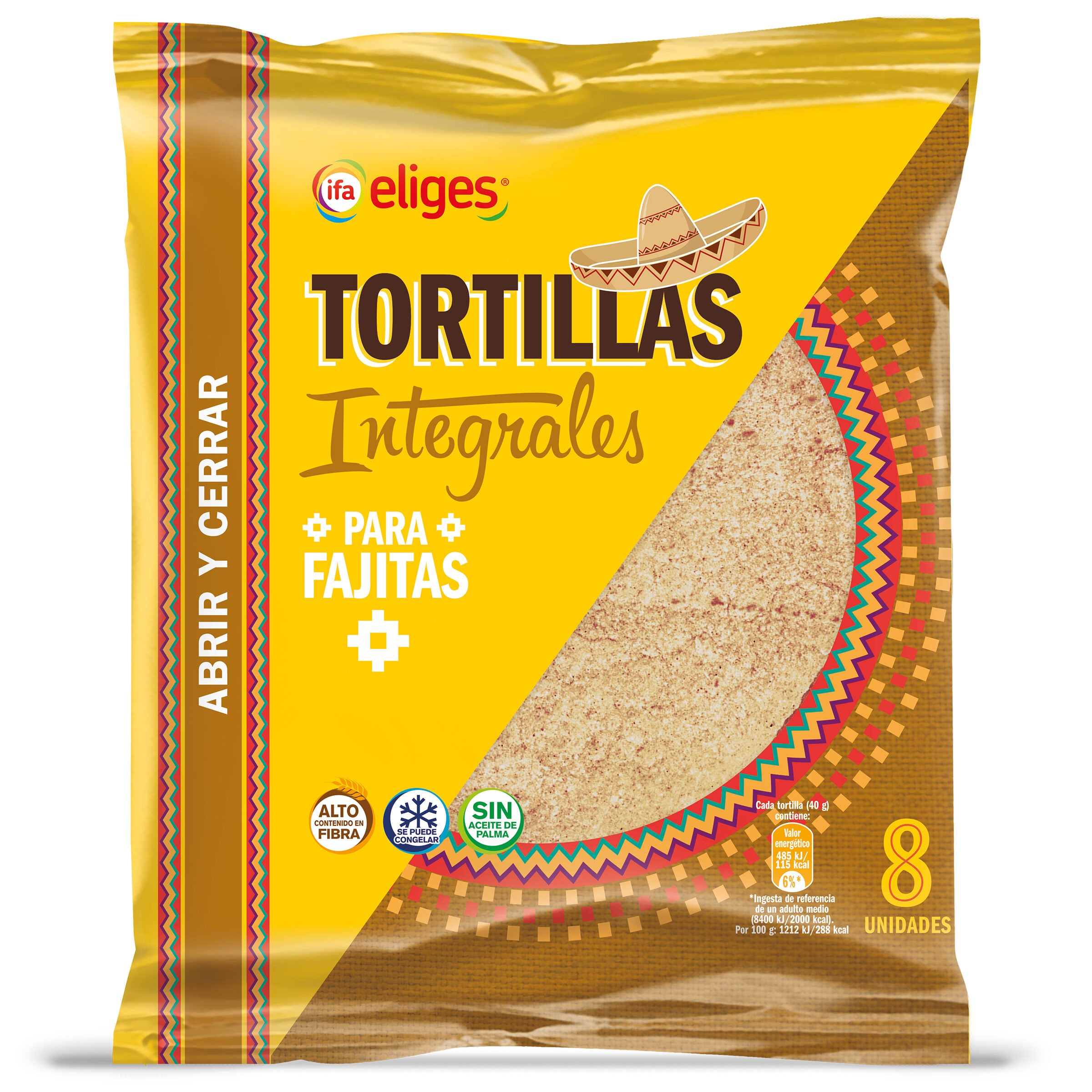 Tortillas de trigo integrales Ifa eliges 8u 320g