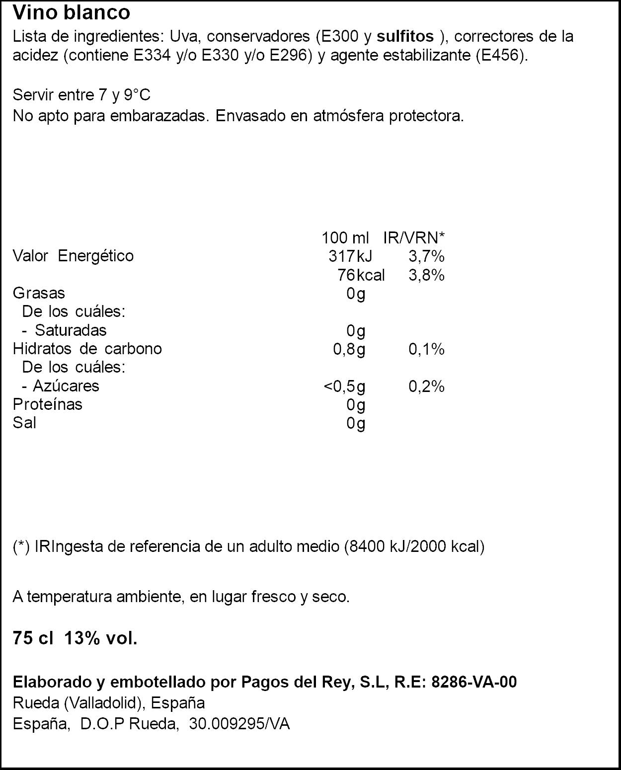 Vino blanco verdejo d.o rueda pago de fuentevega 75cl