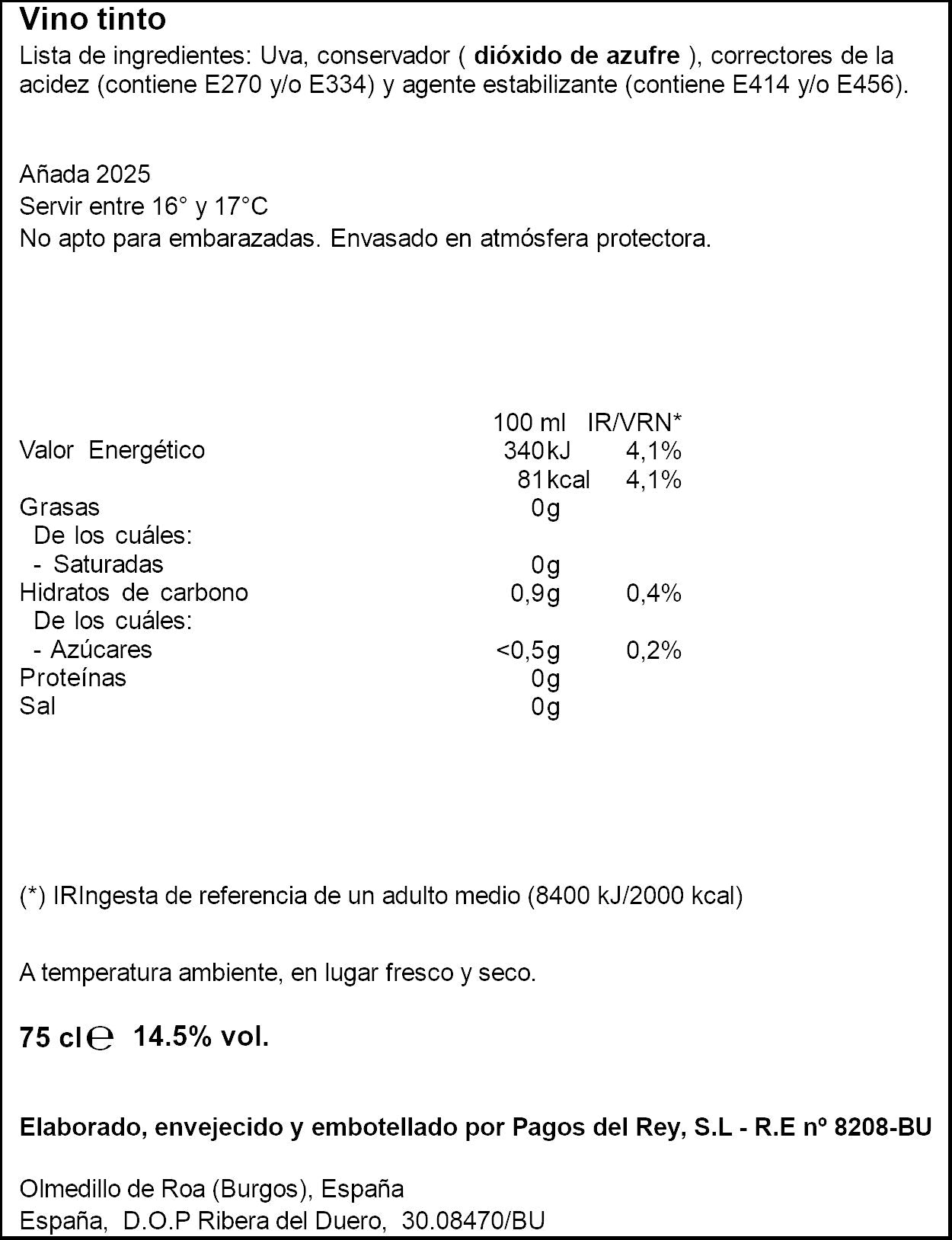 Vino tinto reserva d.o rivera del duero Pago de Fuentevega 75cl